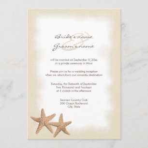 Convites da recepção de casamento da praia somente