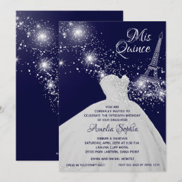 Convites da Torre Eiffel para Vestido de Quinceañe
