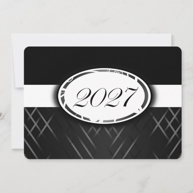 Convites da Turma de 2027 Preto e Branco (Frente)