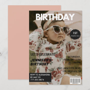 convites de 1º aniversário Capa de Revista Menina