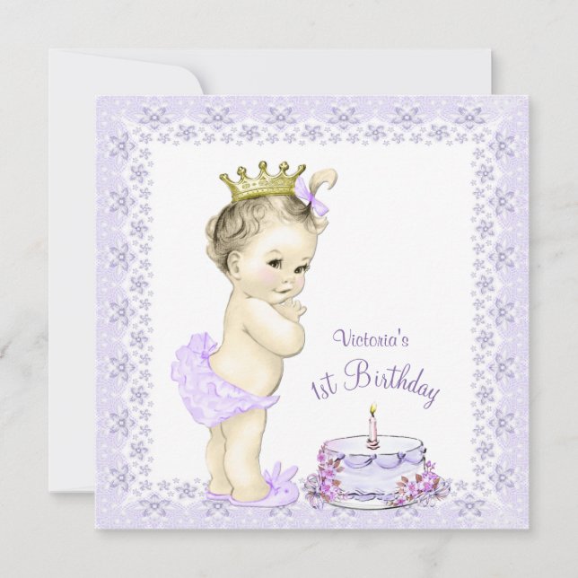 Convites de 1º Aniversário da Princesa Roxa (Frente)