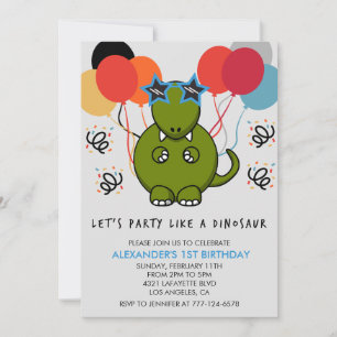 Convites de 1º aniversário de dinossauro Crianças
