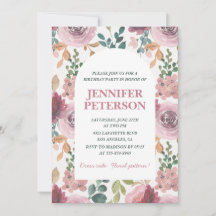 Convites de 1º aniversário elegantes Floral Boho