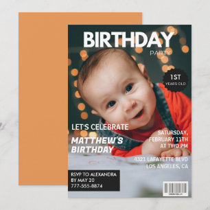 convites de 1º aniversário para ele Capa de Revist