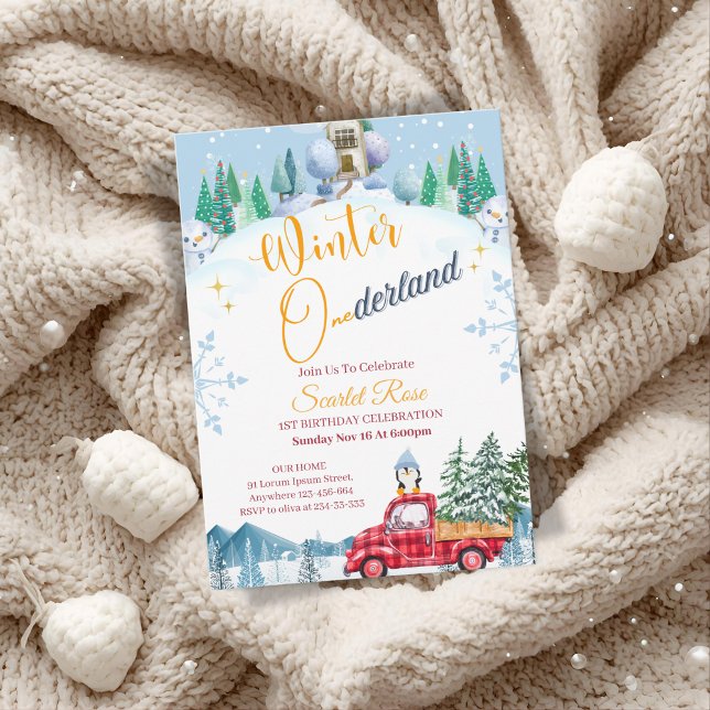 convites de 1º aniversário winter onederland (Criador carregado)
