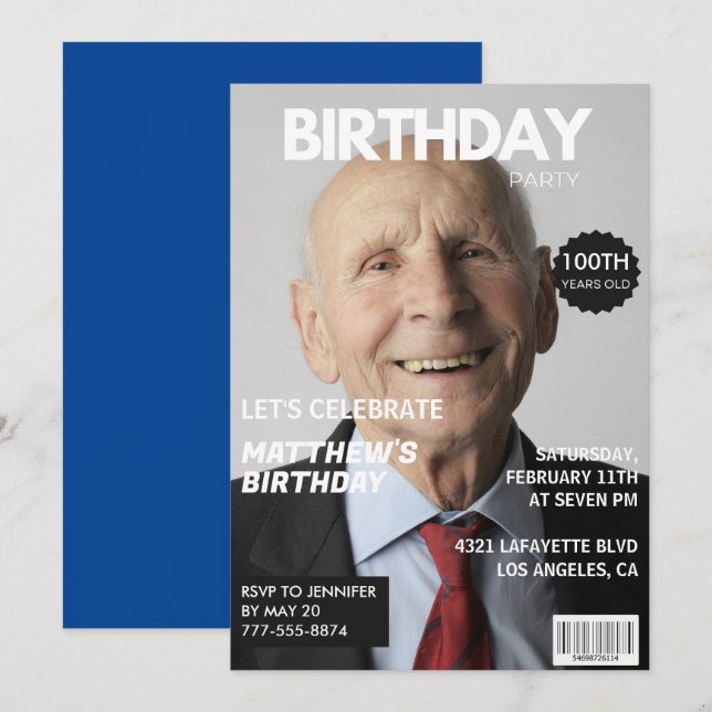 convites de 100º aniversário capa de revista mascu (Frente/Verso)