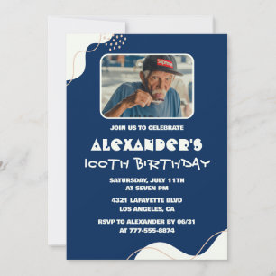 convites de 100º aniversário Homens Foto Simples A