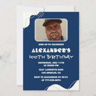 Convites de 100º aniversário simples Homens Foto A