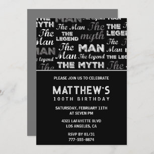 Convites de 100 anos para ele Men Myth Legend