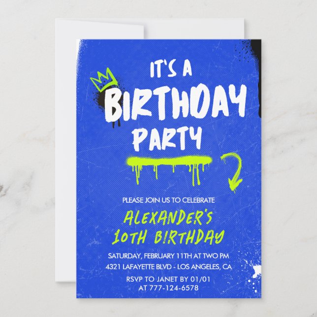 Convites de 10 anos Pintura de Spray Grafite (Frente)