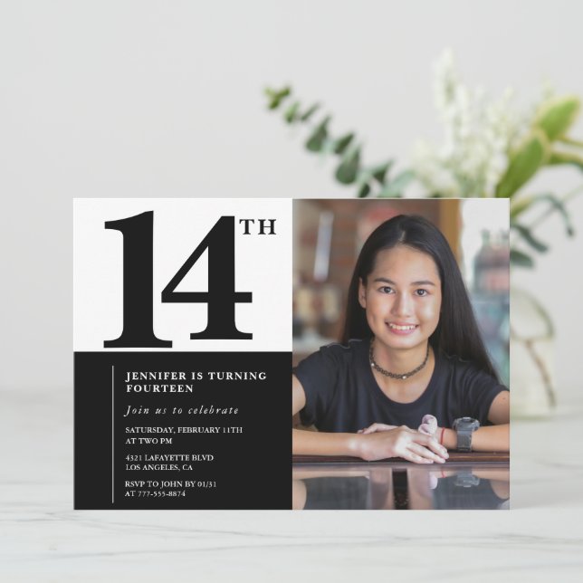 Convites de 14 de Fotografia para Elegante Chic (Em pé/Frente)