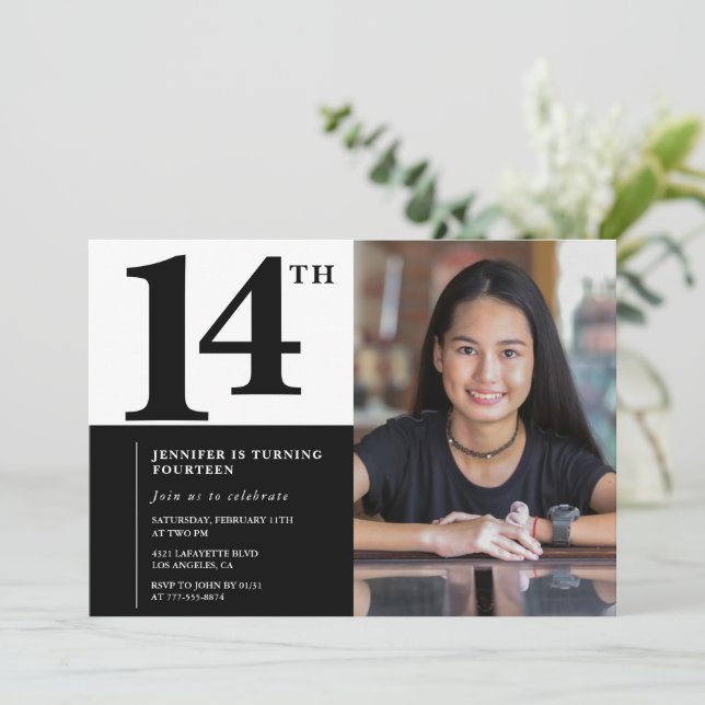 Convites de 14 de Fotografia para Elegante Chic (Em pé/Frente)
