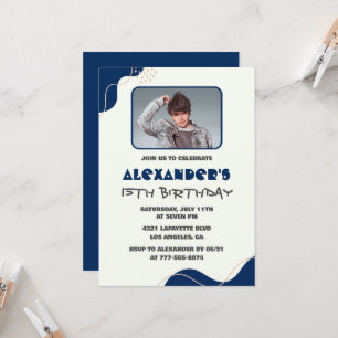 convites de 15 anos homens navy simples foto