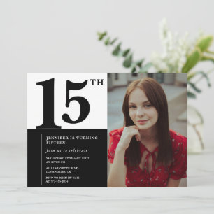 Convites de 15 anos preto Elegante Chic