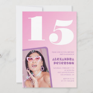 Convites de 15 anos rosa Fotografias Retro