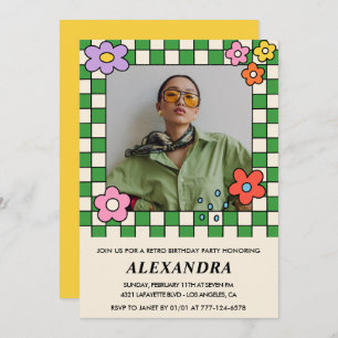 Convites de 17 anos Flores Retro Groovy