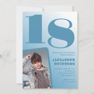 Convites de 18 anos gradiente azul Menino Foto