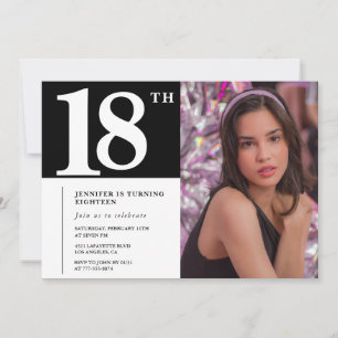 Convites de 18 anos preto para menina Chic Foto