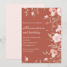 Convites de 2º aniversário elegantes Floral Chic