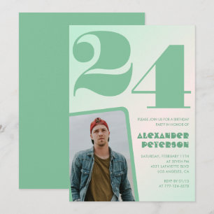Convites de 24 anos de gradiente verde Foto