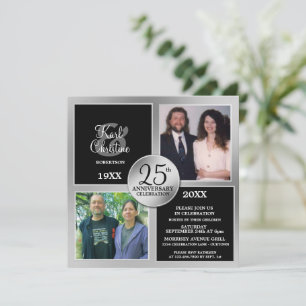 Convites de 25º Aniversário Prata Elegante