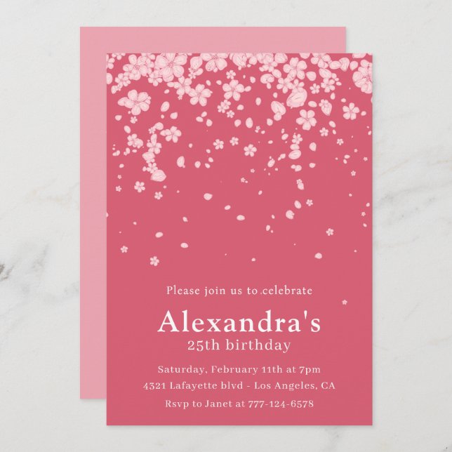 Convites de 25 de aniversário Boho Floral Beauful (Frente/Verso)