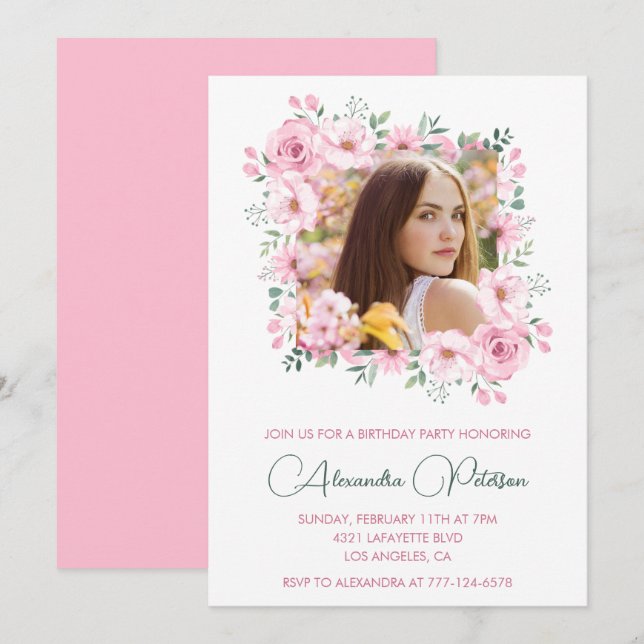 Convites de 25 de aniversário Photo Boho Elegant (Frente/Verso)