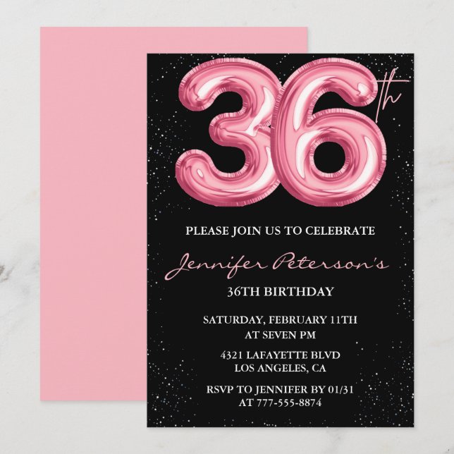 Convites de 36 anos, Black Pink (Frente/Verso)