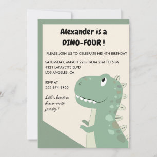 Convites de 4º aniversário de dinossauro t rex ver