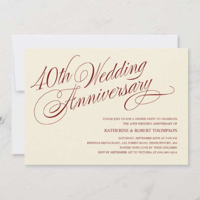 Convites de 40º Aniversário de Casamento (Frente)