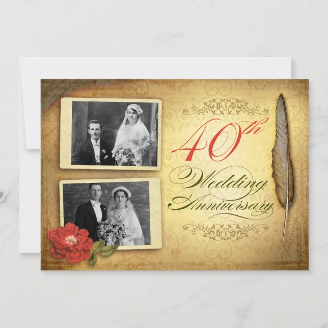 Convites de 40 anos com fotos (Frente)