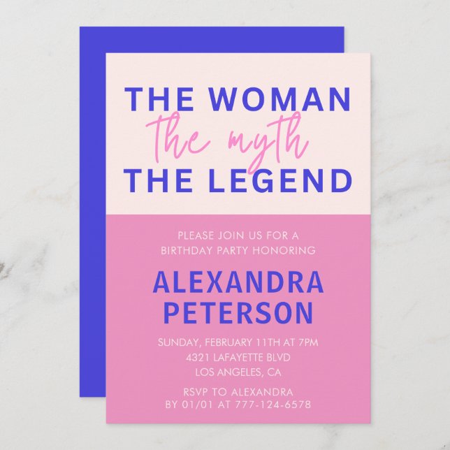 Convites de 42 anos, Humor Woman Myth Legend (Frente/Verso)