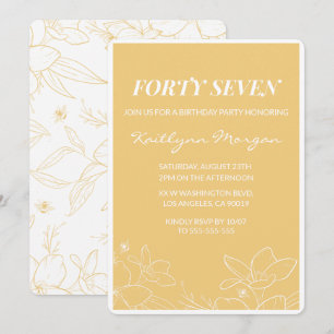 Convites de 47 anos Floral Modern Yellow