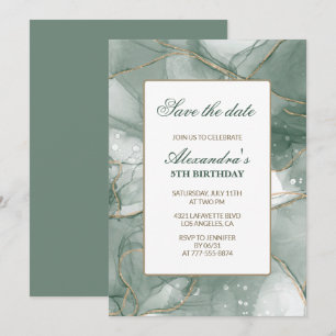 convites de 5º aniversário Salve a data Verde