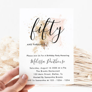 Convites De 50 Anos, Rosa E Dourados