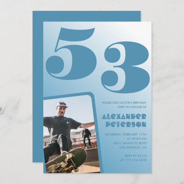 Convites de 53 anos para Gradiente de Foto de Home (Frente/Verso)