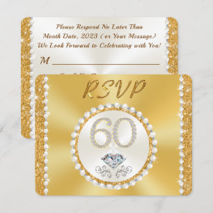 Convites de 60º Aniversário, RSVP com Cardápio ou