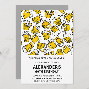 Convites de 60 anos Men Cheers and Beers