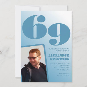 Convites de 69 anos de gradiente azul Men Foto