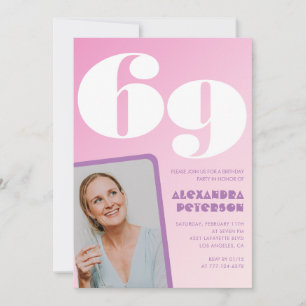 Convites de 69 anos rosa Foto retroativa
