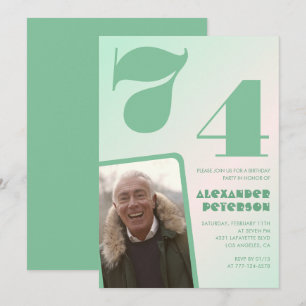 Convites de 74º aniversário com gradiente verde Ho
