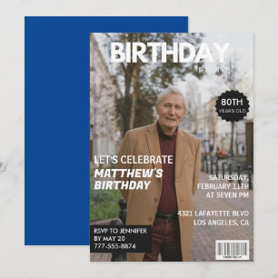 convites de 80º aniversário capa de revista mascul