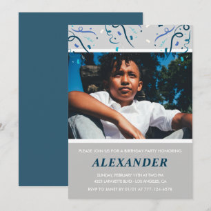 Convites de 9º aniversário Boy Confetti Foto Marin