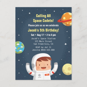 Convites de Aniversário Astronauta Galáxia Espaço 