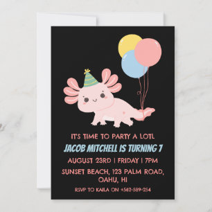 Convites de aniversário axolotl de aniversário de