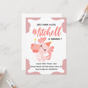 Convites de aniversário axolotl de aniversário de
