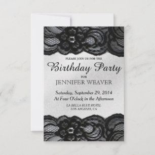 Convites de aniversário Black Lace e Satin