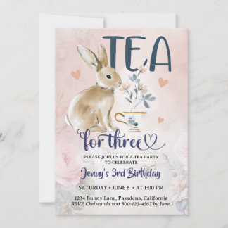 Convites de Aniversário Chá para Três Bunny Rabbit