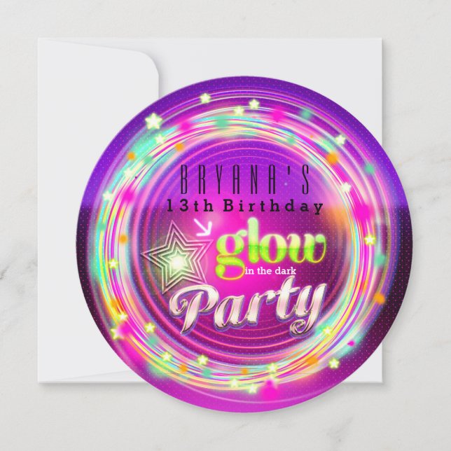 Convites de Aniversário Círculos e Estrelas Lumino (Frente)