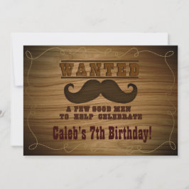 Convites de Aniversário com Bigode Ocidental Desej